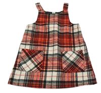 Červeno-čierno-biele kockované vlnené šaty Tu