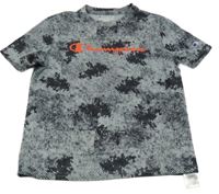 Šedo-černé vzorované sportovní tričko s logem Champion