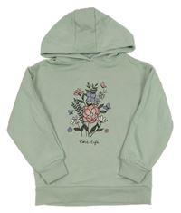 Zelená mikina s kvetinou a kapucňou Primark