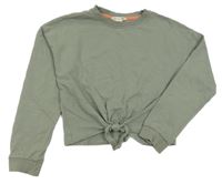 Khaki crop mikina s uzlom H&M