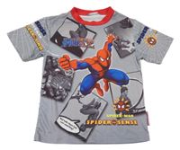Sivé športové tričko so Spidermanem