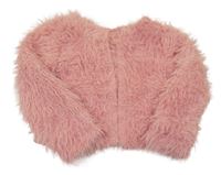 Růžový kožešinový podšitý propínací crop kabátek H&M