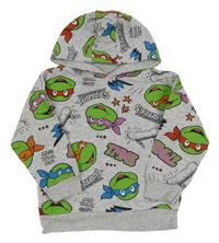 Sivá mikina s Želvami Ninja a kapucňou Primark