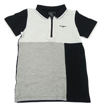 Bielo-sivo-čierne polo tričko Matalan