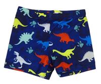 Tmavomodré nohavičkové plavky s dinosaurami Shein