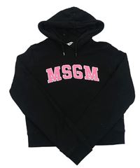 Černá crop mikina s nápisem a kapucí MSGM