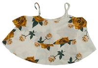 Biely kvetovaný crop top