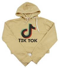 Béžová crop mikina s logom a kapucí - TikTok