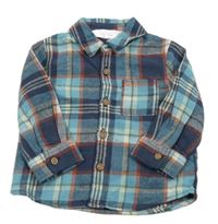 Modro-cihlovo-zelená kostkovaná flanelová košile Primark