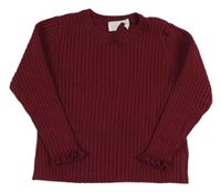 Vínový rebrovaný sveter H&M