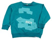 Zelená mikina s potlačou a nápisom