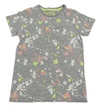 Šedo-bílo-růžovo-zelené tričko s fleky Urban