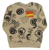 Béžovo-černá mikina s obrázky - Marvel