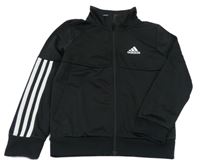 Černo-bílá propínací sportovní mikina s pruhy a logem Adidas