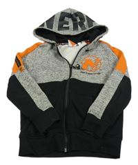 Čierno-sivo-oranžová prepínaci mikina s nápismi a kapucí - NERF