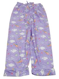Lila pyžamové kalhoty s mraky a hvězdami 