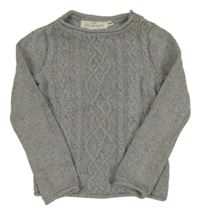 Sivo-farebný melírovaný vzorovaný sveter H&M