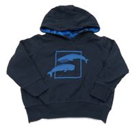 Tmavomodrá mikina s velrybami a kapucňou Lupilu