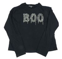 Čierne crop tričko s nápisem z kamínků F&F