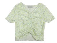 Světlezeleno-biele kvetované crop rebrované tričko Matalan