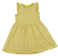 Žlto-biele kvetované šaty s volánikmi H&M