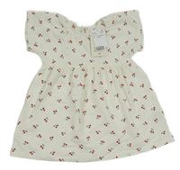 Nové - Biele rebrované šaty s třešněmi H&M