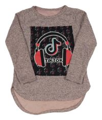 Růžový melírovaný úpletový svetr - TikTok