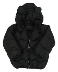 Čierna šušťáková zimná bunda s kapucňou