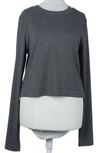 Dámske sivé rebrované crop tričko H&M