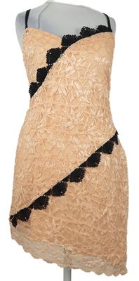 Dámske oranžovo-čierne čipkové šaty Topshop
