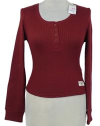 Dámské tmavočervené žebrované crop triko Primark 