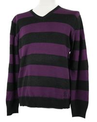 Pánský fialovo-tmavošedý pruhovaný svetr Esprit 