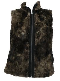 Dámská černá/hnědá šusťáková/kožešinová vesta 