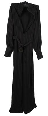 Dámský hnědý pruhovaný kalhotový palazzo overal s páskem