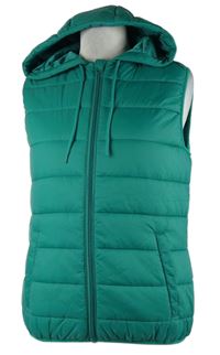 Dámská zelená šusťáková zateplená vesta s kapucí Up2Fashion 