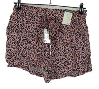 Nové - Dámské růžovo-černo-růžové vzorované volné kraťasy Primark 