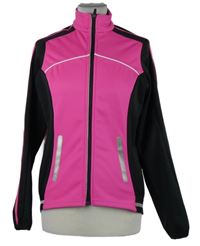 Neonově růžovo-černá softshellová cyklistická funkční bunda Crane 