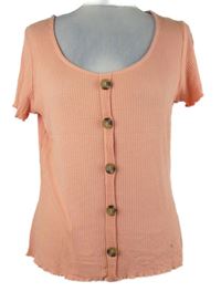 Dámské oranžové žebrované tričko s knoflíčky Dorothy Perkins 