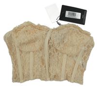 Nové - Dámský pudrový krajkový crop top bez ramínek PrettyLittle Thing