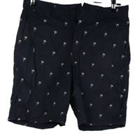 Pánske tmavomodré plátenné kraťasy s palmami H&M vel. 29