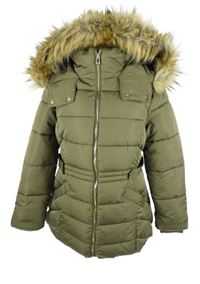 Dámská khaki šusťáková zimní parka s kapucí Primark 