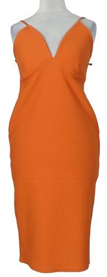 Dámské oranžové vzorované pouzdrové šaty Boohoo 