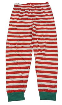Červeno-biele pruhované pyžamové nohavice
