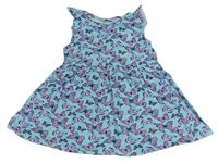 Svetlomodré bavlnené šaty s motýlikmi Primark
