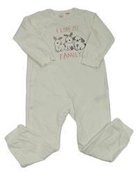 Biely overal s králíčky a nápisom H&M