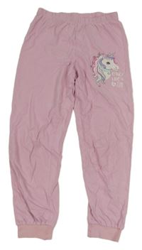 Nové - Světlerůžové pyžamové kalhoty s jednorožcem Kids 