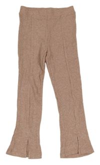 Svetloružové trblietavé rebrované úpletové nohavice River Island