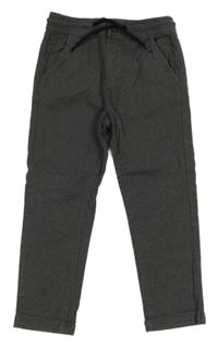 Sivo-čierne plátenné nohavice Tu