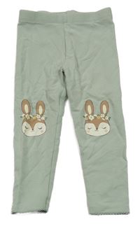 Světlezelené teplákové legíny s králíčky C&A