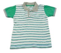 Bílo-modro-zelené pruhované polo tričko 